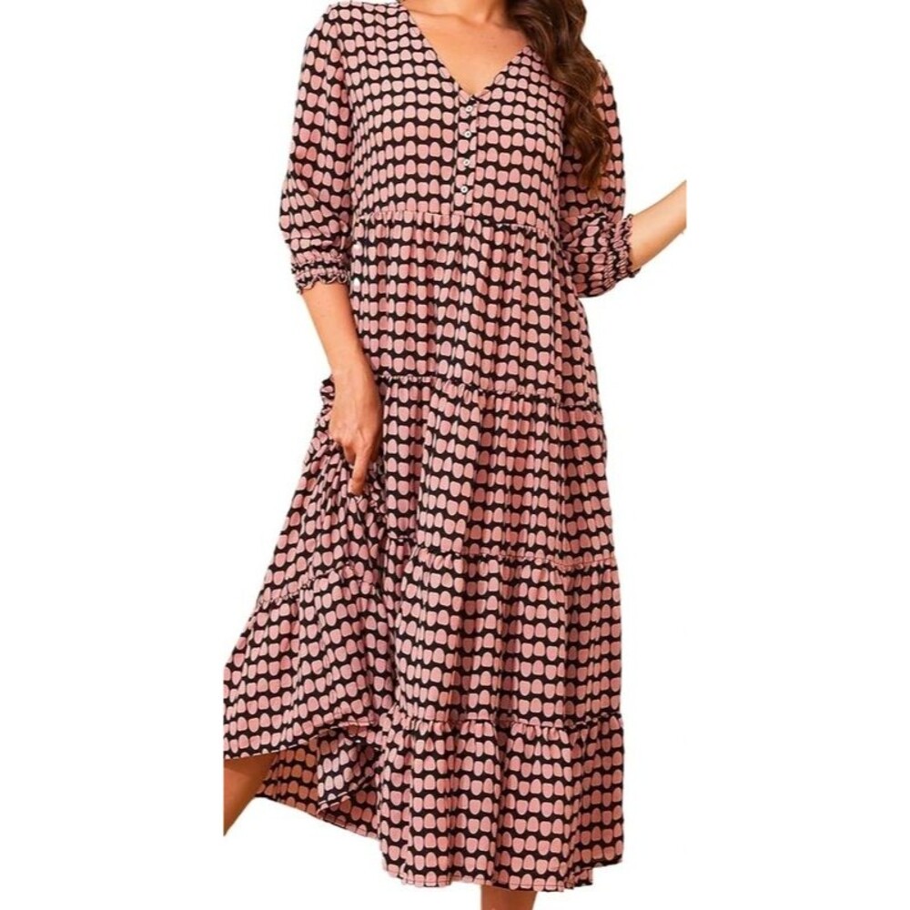 Beautiful Nomad flowy boho vneck midi dress. Medium. New